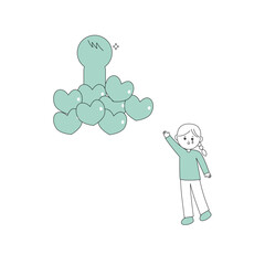 片思いの人を思う女の子のイラスト