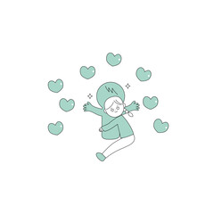 恋人に依存する女の子のイラスト