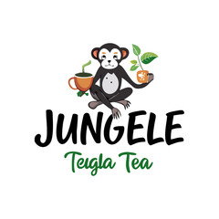 Jungle Tea logo design. Monkey Drink logo design. coffee, tea logo design. Drinking logo design.