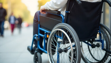 Obraz premium a Wheelchair user accessibility mobility aid disability support equipment, Modern wheelchair design in a contemporary indoor space with comfortable seating options, created with generative ai