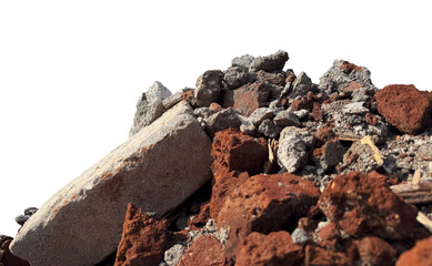 pile of concrete fragments and brick
