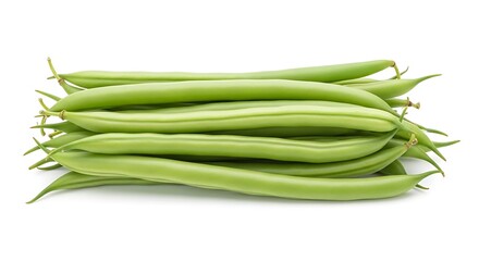 Fototapeta premium Fresh Green Beans Isolated on Pure White Background