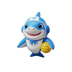 A Cartoon Shark Character Wearing A Water Polo Cap On Transparent Background