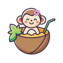 Ready to party? this monkey in a coconut is the cutest thing you'll see today