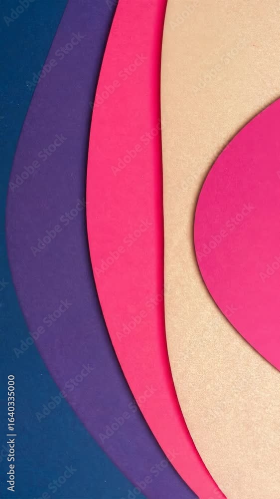 Poster vibrant abstract background with layered paper design featuring waves curves and geometric shapes in