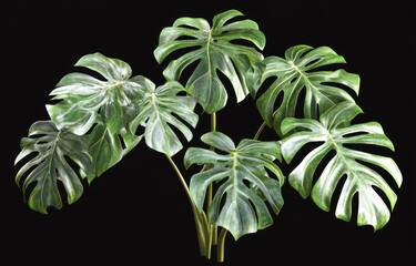 Stunning render of monstera plant featuring large, vibrant green leaves with unique cutouts, creating tropical and lively atmosphere. Perfect for enhancing interior decor