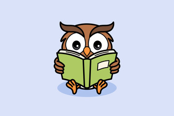 Cartoon Owl Reading Book