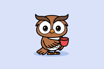 Cute Cartoon Owl with Mug