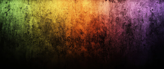 Colorful rainbow gradient background with textured surface, featuring vibrant hues of green, yellow, orange, and purple. This artistic backdrop evokes sense of creativity and energy