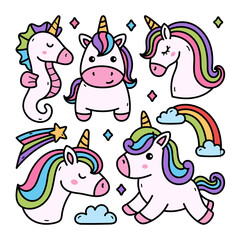 Colorful Unicorn Doodle Art