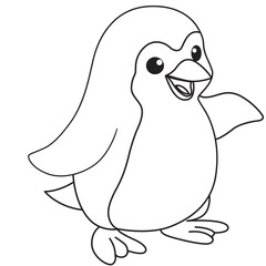 Adorable penguin outline illustration, perfect for children’s coloring activities, educational worksheets, and printable art projects for fun learning.