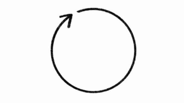Circle hand draw doodle, frame by frame stop motion animation on a white and black background, perfect for motion graphics, comics, or energetic ,
