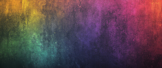 Colorful rainbow gradient background with vibrant hues transitioning from orange to purple, creating visually striking and dynamic texture. This artistic backdrop evokes sense of creativity