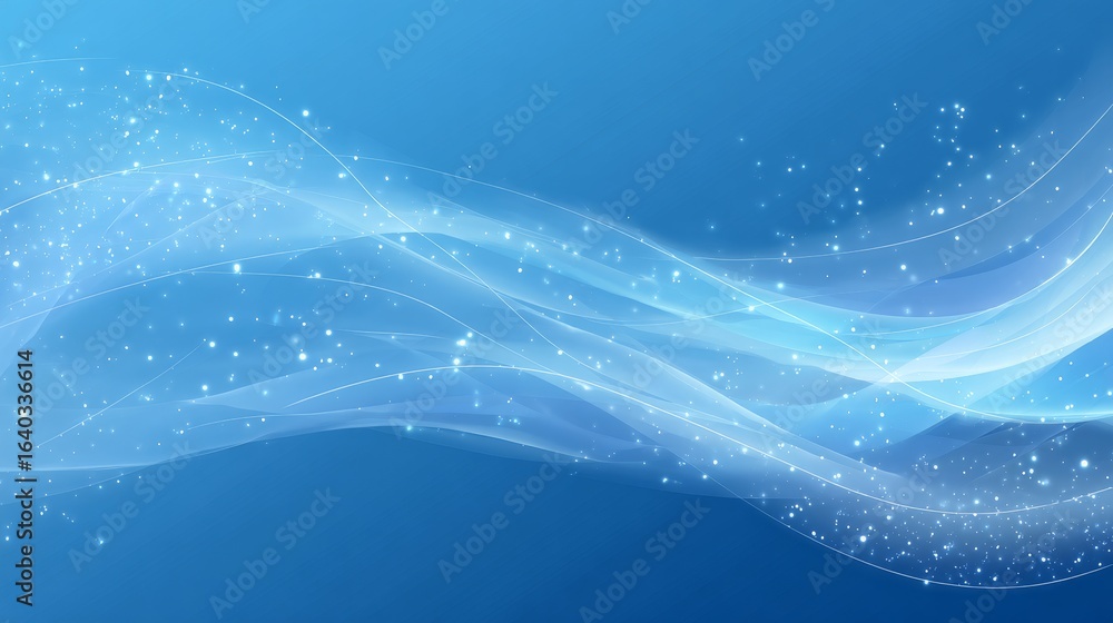 Aufkleber a visually appealing blue wave pattern with glowing particles, creating a serene and dynamic abstrac