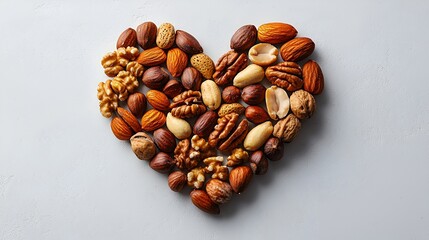 Heart-shaped arrangement of various nuts. (1)