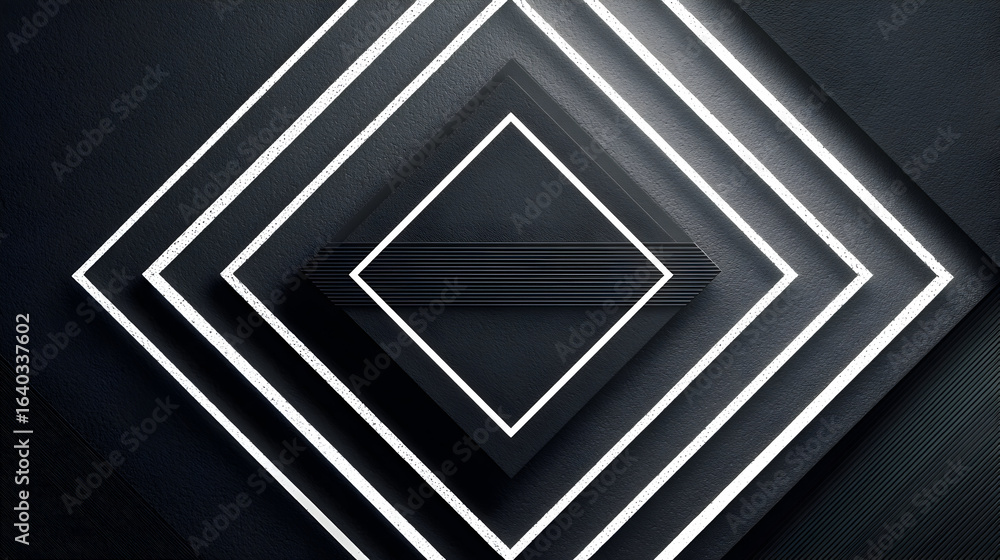 Aufkleber abstract image of nested white diamond shapes on a dark gray background.