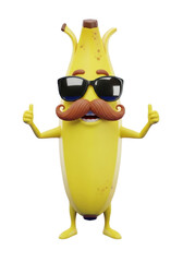Obraz premium Cool banana character isolated on transparent background
