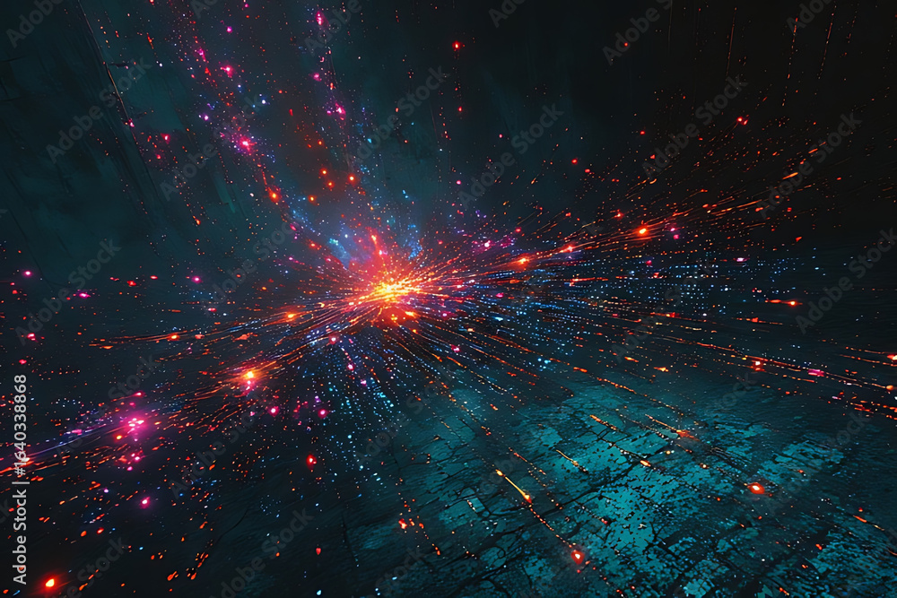 Wall mural a deep universe with points of light and vibrant colors simulating a cosmic vision, generative ai
