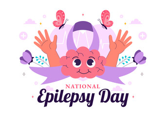 National Epilepsy Awareness Month Vector Illustration Observed Every Year in November Featuring Brain and Mental Health Awareness in a Background