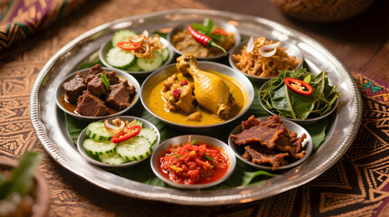 Full Nasi Padang Spread on Silver Tray