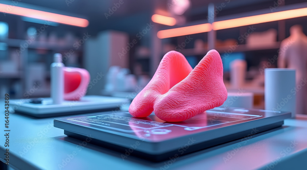 Aufkleber detailed 3d printed thyroid model displayed on futuristic lab table, showcasing advanced technology 