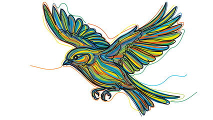 Fototapeta premium Colorful Bird in Flight Illustration on Black Background