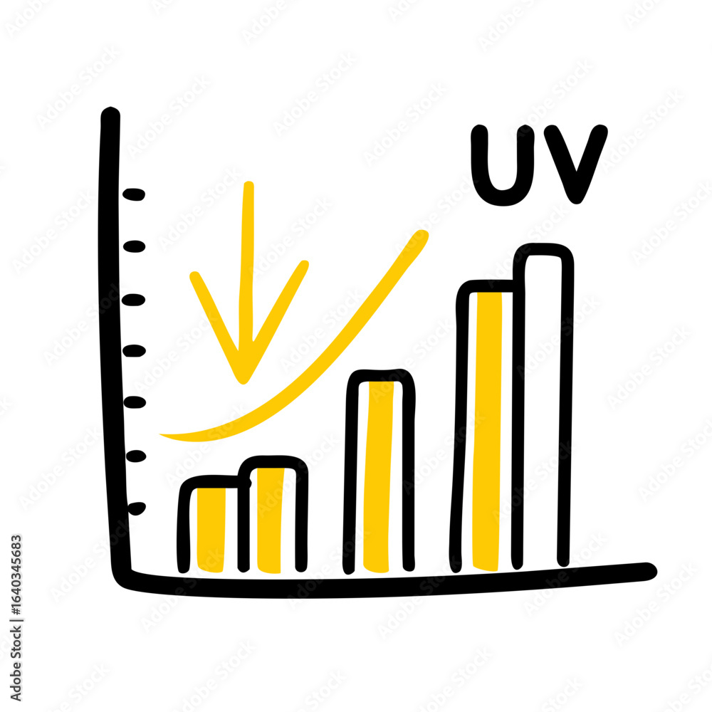 Aufkleber bar chart with uv rating hand drawing icon for web and graphic design