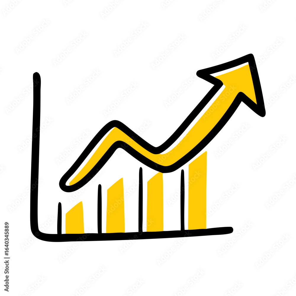 Poster chart with arrow up hand drawing icon for web and graphic design