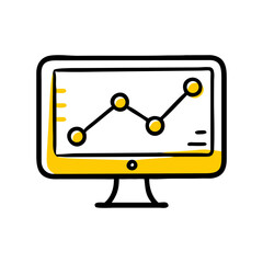 chart monitor hand drawing icon for web and graphic design