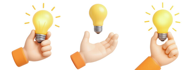 Set of 3D Hand Holding Lamp Elements for Composition