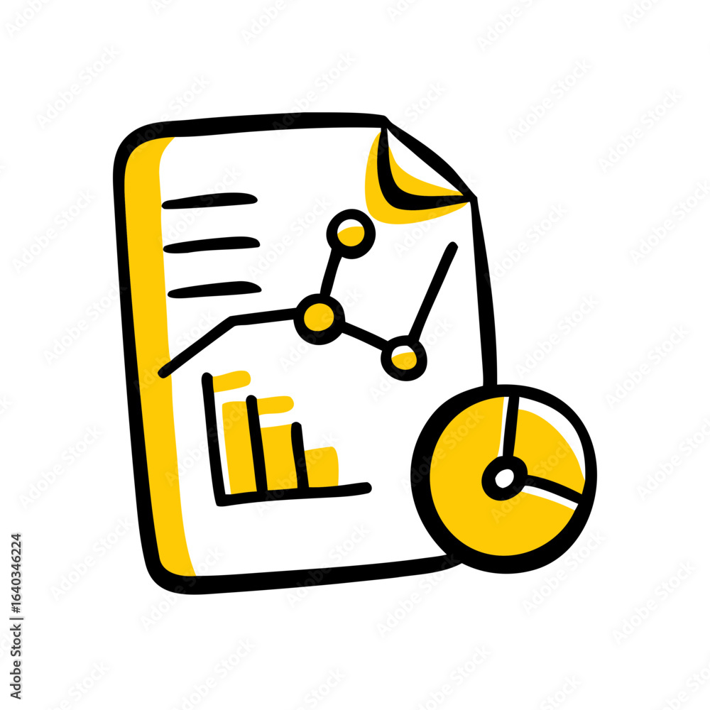 Poster data report hand drawing icon for web and graphic design