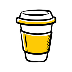 disposable coffee cup hand drawing icon for web and graphic design