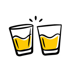 double shot glasses hand drawing icon for web and graphic design