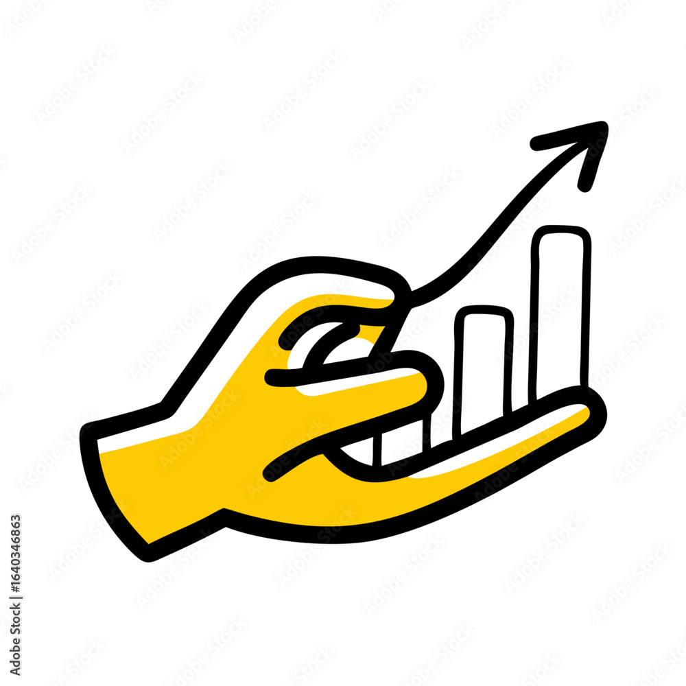 Poster hand holding graph hand drawing icon for web and graphic design