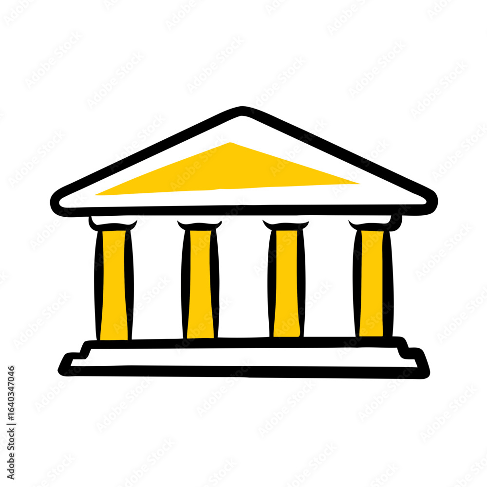 Poster library building hand drawing icon for web and graphic design