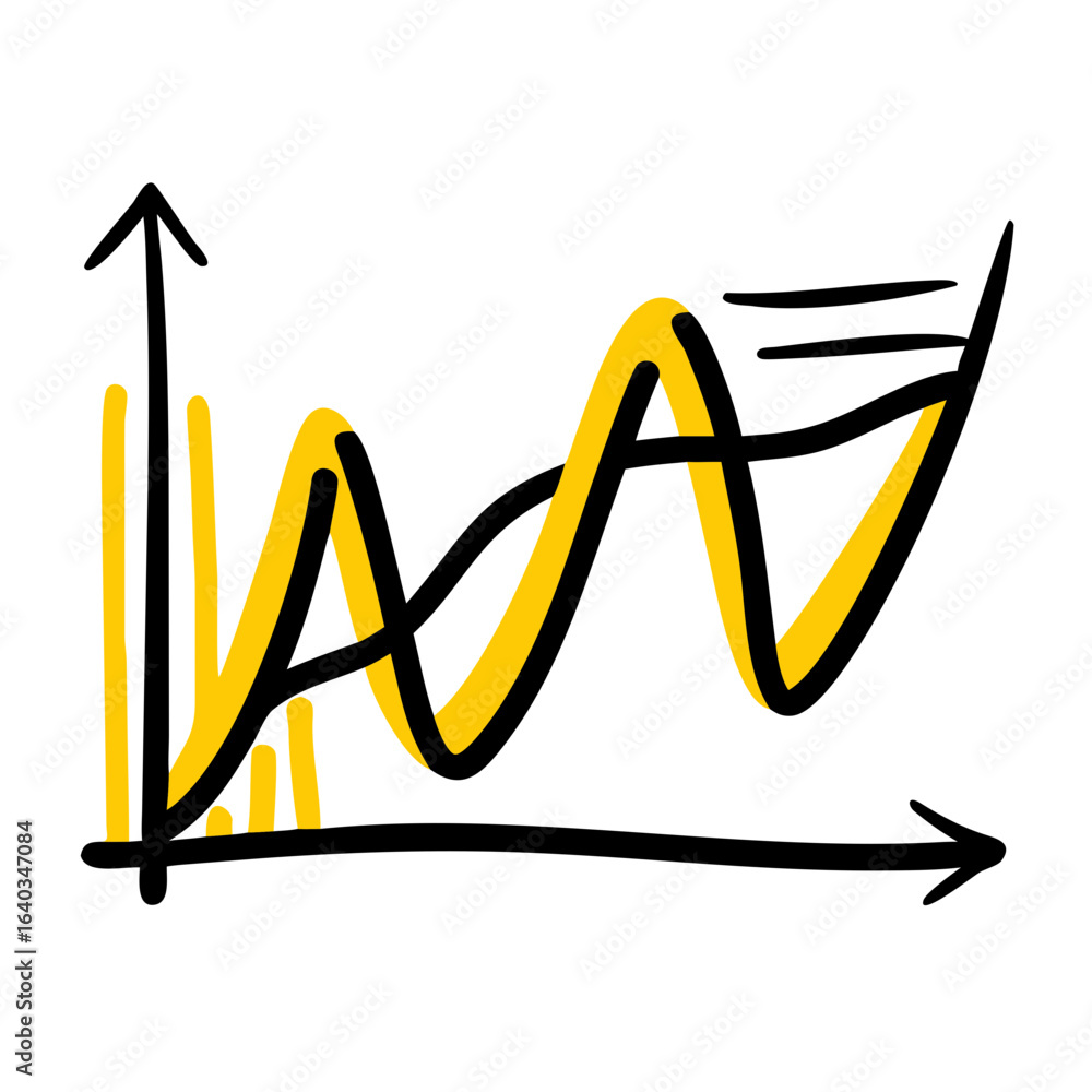 Poster line graph hand drawing icon for web and graphic design