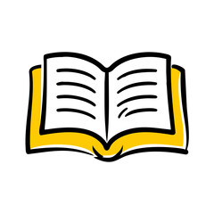 open book with bookmark hand drawing icon for web and graphic design
