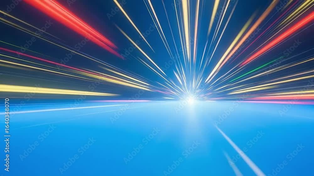 Poster abstract light trails create a sense of speed and motion conveying a futuristic and dynamic feel for
