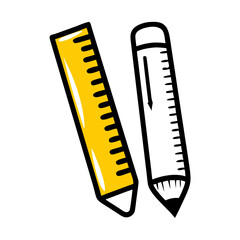ruler and pencil hand drawing icon for web and graphic design