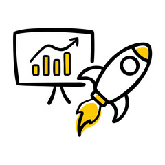 startup presentation hand drawing icon for web and graphic design