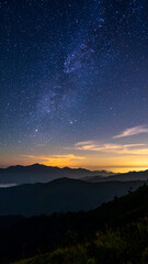 Milky Way over Mountain Range. (1)