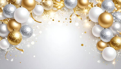 Festive Gold Silver Xmas Balls Border.