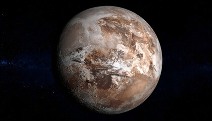 Naklejka premium Pluto Dwarf Planet with Space, and Cosmos.