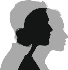 Silhouette of a couple in profile, symbolizing love, connection, and beauty of human relationships