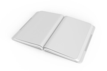 3D realistic of hardcover notebooks with elastic bands and ribbon bookmarks isolated. Blank mockup template for a publication design, branding, diary, journal, booklet and creative projects.