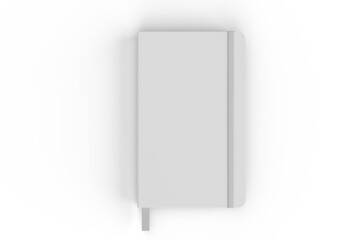 3D realistic of hardcover notebooks with elastic bands and ribbon bookmarks isolated. Blank mockup template for a publication design, branding, diary, journal, booklet and creative projects.