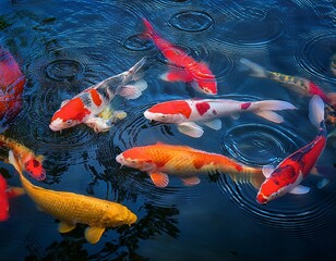fish swimming in clear pond, top 