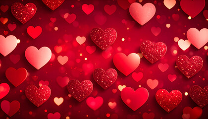 Sparkling Hearts Valentines Day Background.