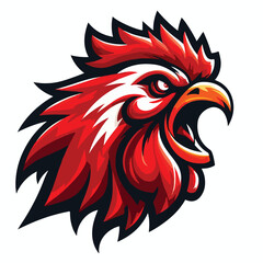 Angry red rooster head logo vector image