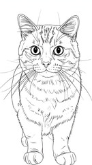 Tabby Cat Line Art Portrait.